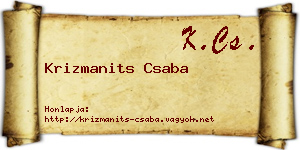 Krizmanits Csaba névjegykártya